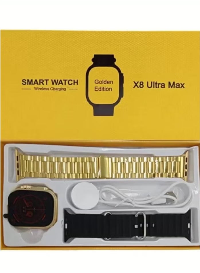 W&O X8 Ultra Max Smart Watch 8 Series 49mm Gold Edition New Arrival with Bluetooth Calling, Wireless Charging