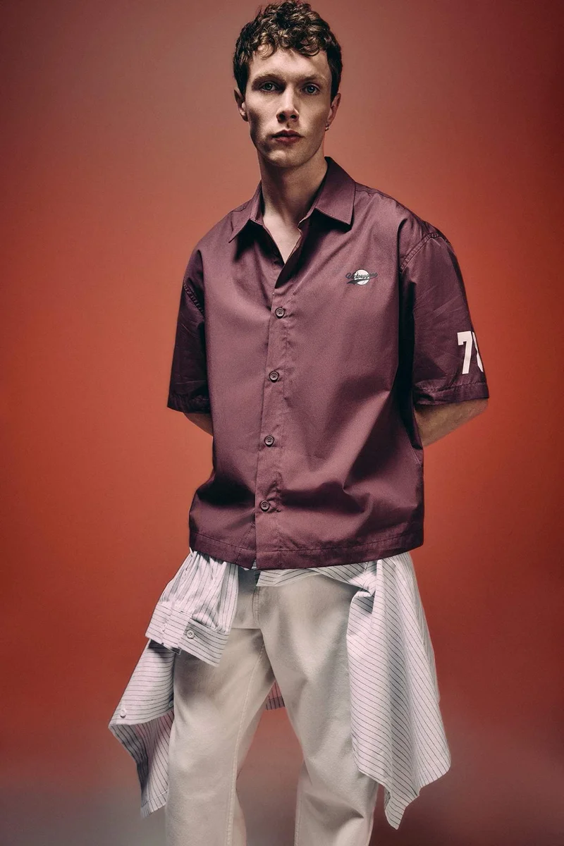 ديفاكتو Boxy Fit Polo Collar Printed 100% Cotton Short Sleeve Shirt
