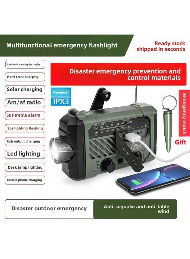 Japan Emergency Disaster Prevention Multifunctional Hand-cranked Power Generation Flashlight Hand-cranked Power Generation Radio Mobile Phone Outdoor Emergency Light-Color:Exquisite Model 096 (red)♢♢  - Image 3