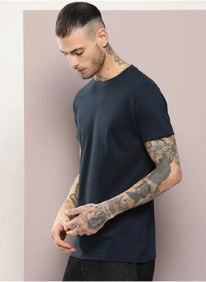 Dillinger Plain Cotton Regular Fit T-Shirt by Styli