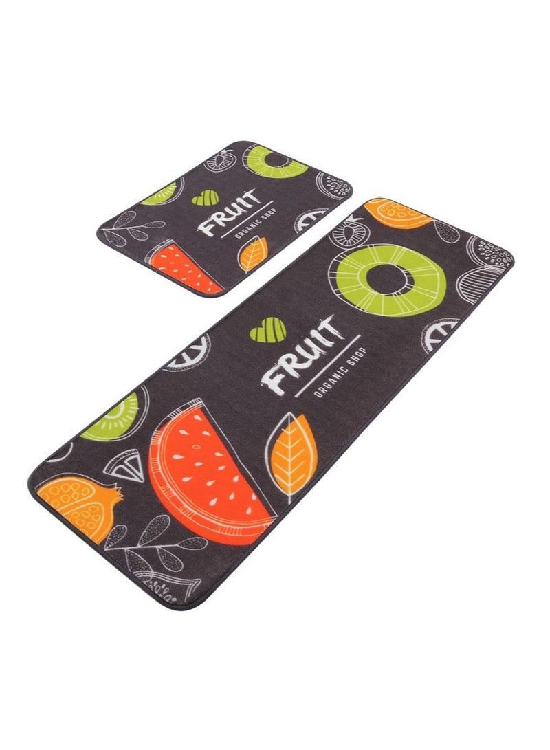 Y&D Bestdeal decorative kitchen rugs 2 pieces non-slip rubber backing doormat runner area mats sets, grey (40X60+40X120cm)  - Image 1