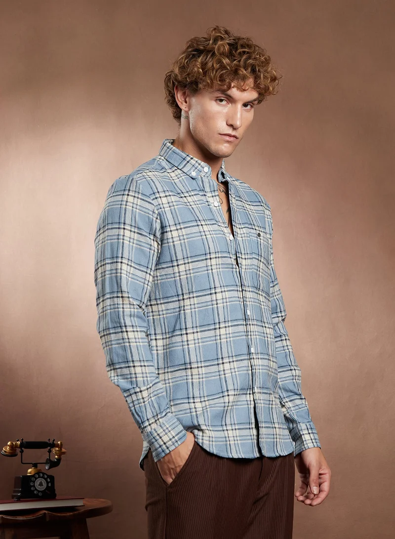 CAHOOT  Men's Baby Blue Shadow-Graph Regular Shirt for Men | Best Price UAE