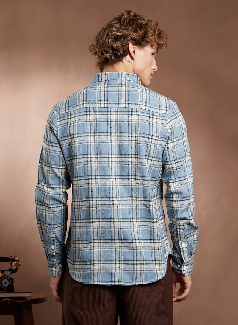 CAHOOT  Men's Baby Blue Shadow-Graph Regular Shirt for Men | Best Price UAE