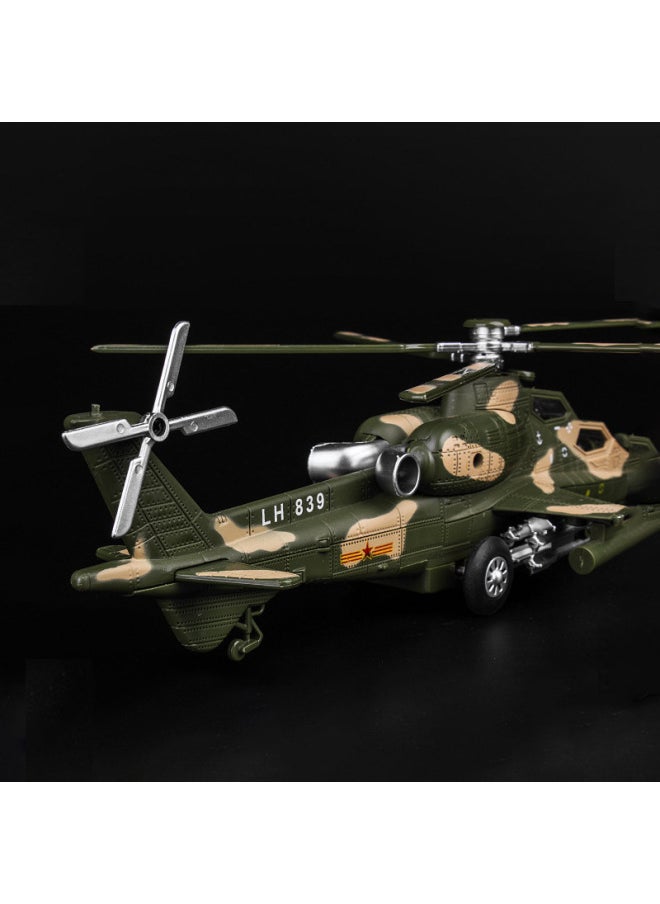Alloy Aircraft Model Armed Helicopter Aircraft 1:48 Metal Ornaments Wuzhi Shizhi 20 Finished Aircraft Model Ornaments-Color:[Sound And Light Version] Wuzhi Ten Camouflage Green-No Bracket  - Image 1