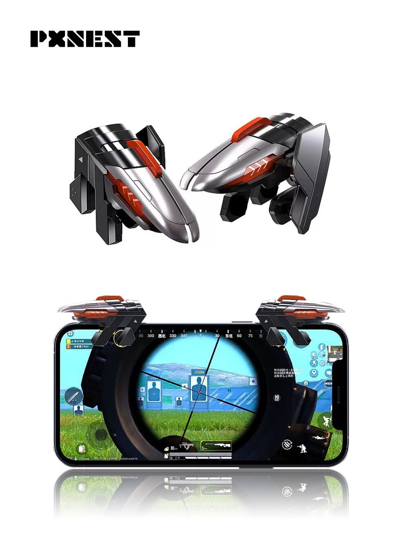 بيكسنست أزرار تحكم (Triggers) لألعاب الموبايل (PUBG) - وحدة تحكم للألعاب بـ 6 أصابع - أزرار إطلاق نار عالية الاستجابة - لا تتطلب بطارية - متوافقة مع أجهزة iPhone و Android - Image 1