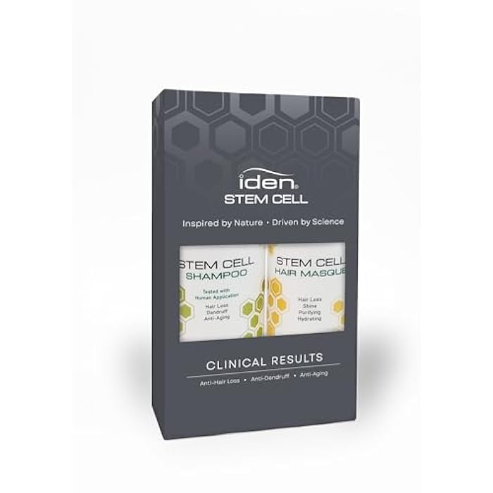 IDEN Signature Stem Cell Shampoo and Hair Masque Set, Promotes Healthy Hair Growth, Bee Propolis & Stem Cell Extracts, 12 fl.oz Each - Image 1