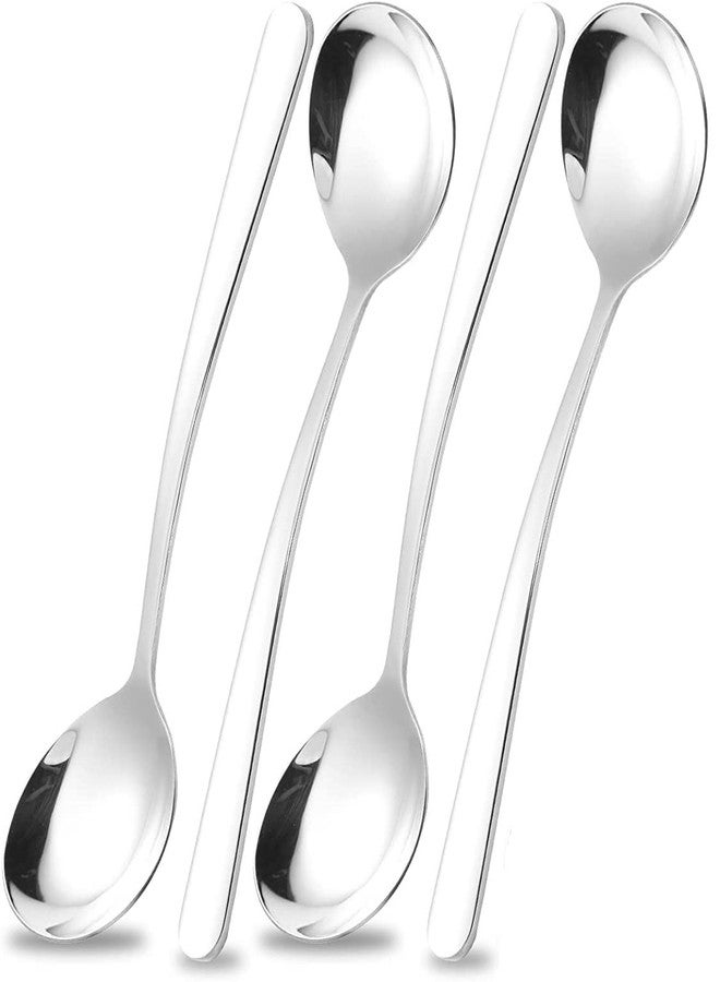 Eletree Stainless Steel Large and Heavy Duty Round Korean Spoons, Asian Spoon, Dinner with Long Handle Kitchen Dining Tableware,Mirror Polished Spoons (Silver, Pack of 4) - Image 1