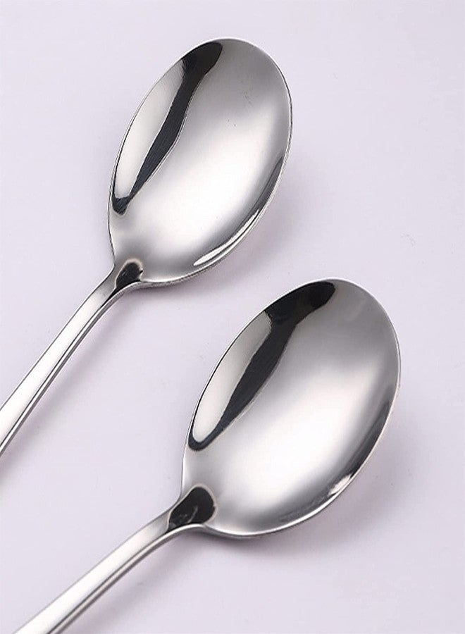Eletree Stainless Steel Large and Heavy Duty Round Korean Spoons, Asian Spoon, Dinner with Long Handle Kitchen Dining Tableware,Mirror Polished Spoons (Silver, Pack of 4) - Image 3