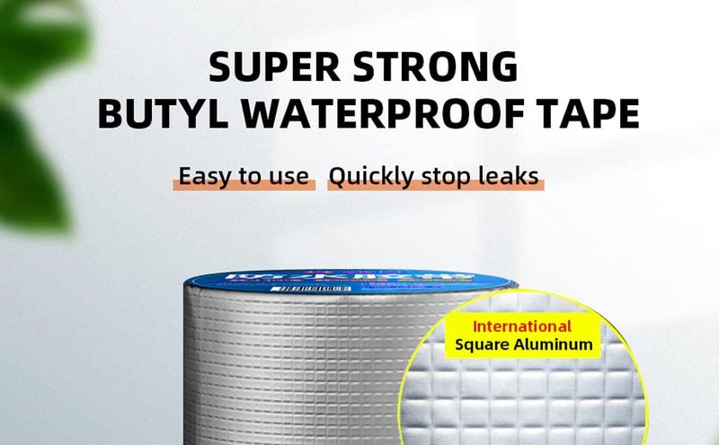 Styxon Waterproof Aluminum Foil Rubber Tape | 5 inch | Flashing Leak Proof Patch For Outdoor Roof Flashing, Surface Crack, Pipe Repair Tape, 5M, Silver - Image 1