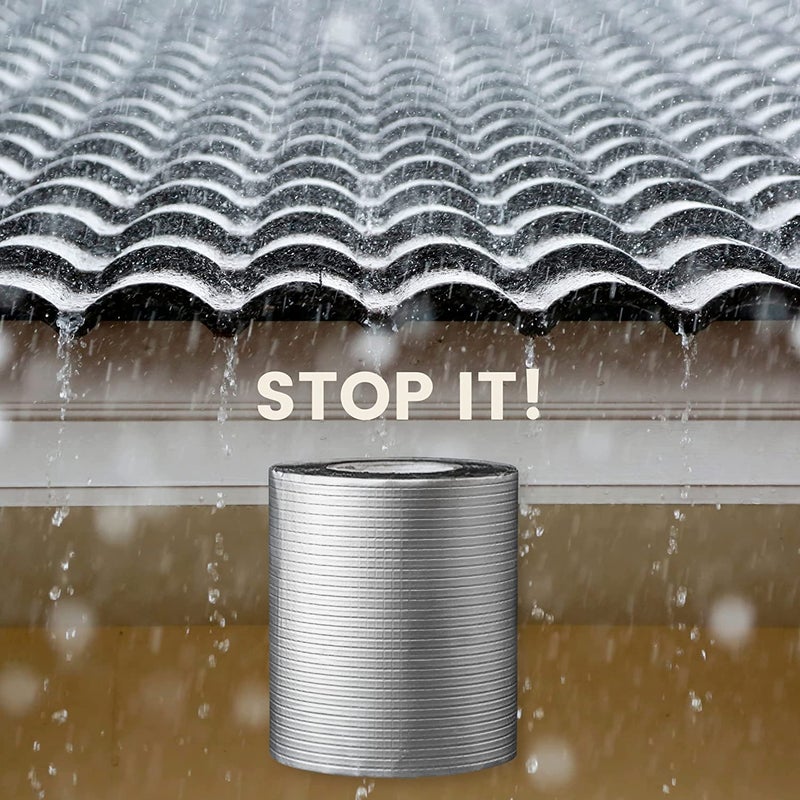 Styxon Waterproof Aluminum Foil Rubber Tape | 5 inch | Flashing Leak Proof Patch For Outdoor Roof Flashing, Surface Crack, Pipe Repair Tape, 5M, Silver - Image 3