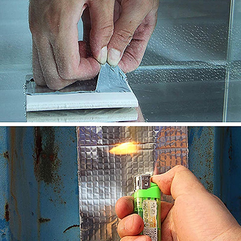 Styxon Waterproof Aluminum Foil Rubber Tape | 5 inch | Flashing Leak Proof Patch For Outdoor Roof Flashing, Surface Crack, Pipe Repair Tape, 5M, Silver - Image 2