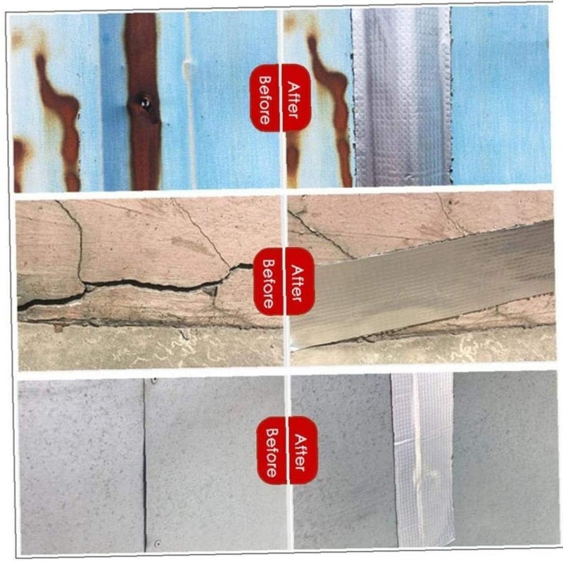 Styxon Waterproof Aluminum Foil Rubber Tape | 5 inch | Flashing Leak Proof Patch For Outdoor Roof Flashing, Surface Crack, Pipe Repair Tape, 5M, Silver - Image 4