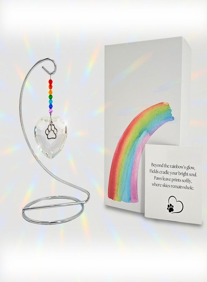OtterPets Dog Memorial Gifts for Loss of Dog, Rainbow Bridge Crystal Heart and Paw Suncatcher, Pet Memorial Gifts for Dogs, Pet Loss Sympathy Gift, Dog Remembrance Gift - Image 1