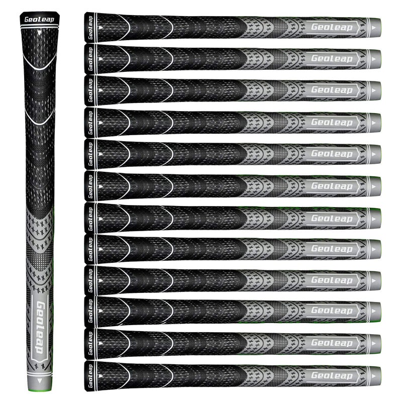 Geoleap Golf Grips Set of 13 Cord Rubber Compound Material Hybrid Golf Club Grips All Weather Performance Gray Midsize
