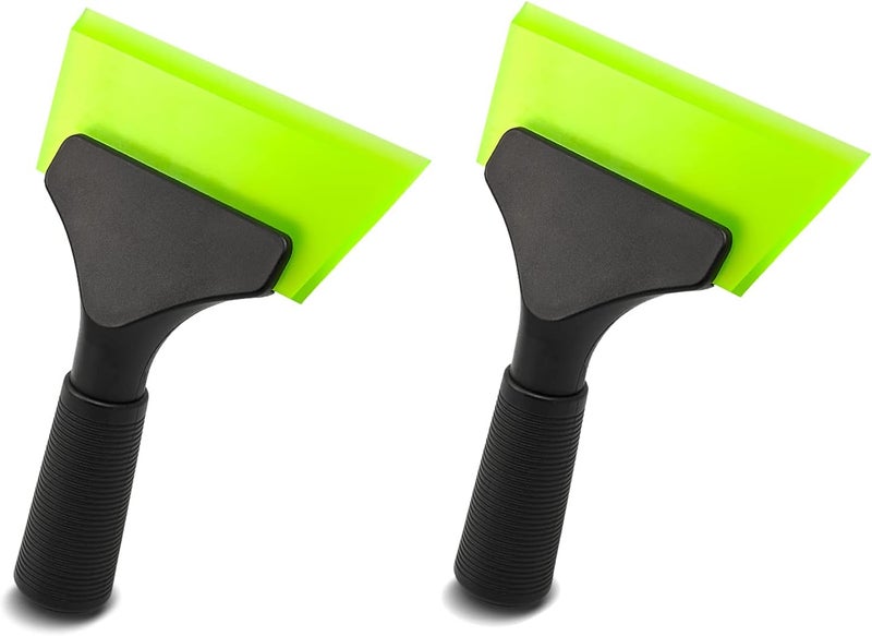 FOSHIO Small Squeegee with 5 Inch Green Rubber Blade Mini Wiper Window Tinting Tools for Mirror Glass Window Cleaner with Non-Slip Handle, 2 Pack - Image 1