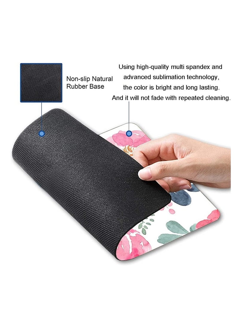 Mouse Pad  Anti Slip Rubber Base Mouse Pad 210x260x3mm  For Laptop  Computer And PC  Pink Green Flowers - Image 3