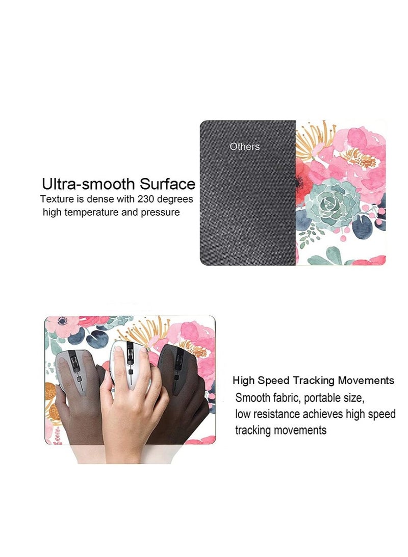 Mouse Pad  Anti Slip Rubber Base Mouse Pad 210x260x3mm  For Laptop  Computer And PC  Pink Green Flowers - Image 4