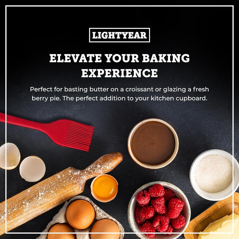Lightyear Silicone Basting Pastry Brush Set (2 Pcs) ❘ 450°F Heat Resistant Oil Brush for Your Kitchen - Ideal For BBQ’s, Baking & Cooking | 100% Food Grade Silicone - BPA Free & Dishwasher Safe (Red) - Image 2