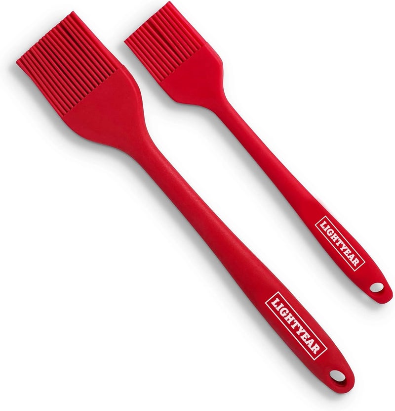 Lightyear Silicone Basting Pastry Brush Set (2 Pcs) ❘ 450°F Heat Resistant Oil Brush for Your Kitchen - Ideal For BBQ’s, Baking & Cooking | 100% Food Grade Silicone - BPA Free & Dishwasher Safe (Red) - Image 1