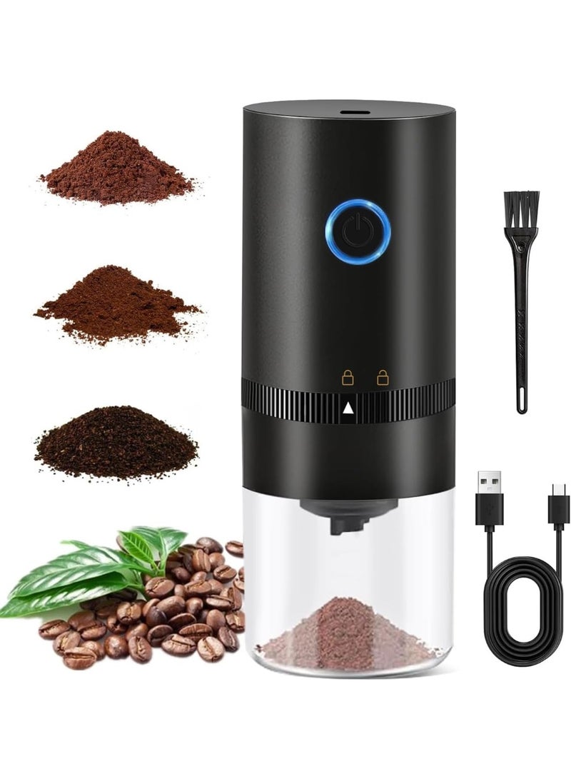 Beauenty Electric Burr Coffee Grinder,Portable Coffee Grinder with Built-in Adjustable Grind Setting With Type-C charging cable and brush (Black) - Image 1