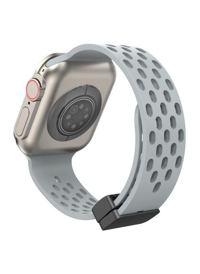 Generic Replacement Strap Magnetic Clasp Silicone Watch Band For Apple Watch Ultra 49mm&Watch Ultra 2 49mm / Series 9&8&7 45mm / SE 3&SE 2&6&SE&5&4 44mm / 3&2&1 42mm Cloud Grey 