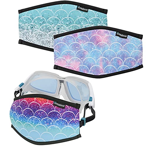 Homakover Neoprene Mask Strap Cover, Reflective Diving Mask Straps Hair Protector Wrap for Dive and Snorkel Masks Water Sports (Fish scales) - Image 1