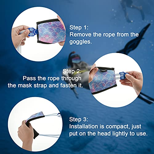Homakover Neoprene Mask Strap Cover, Reflective Diving Mask Straps Hair Protector Wrap for Dive and Snorkel Masks Water Sports (Fish scales) - Image 3