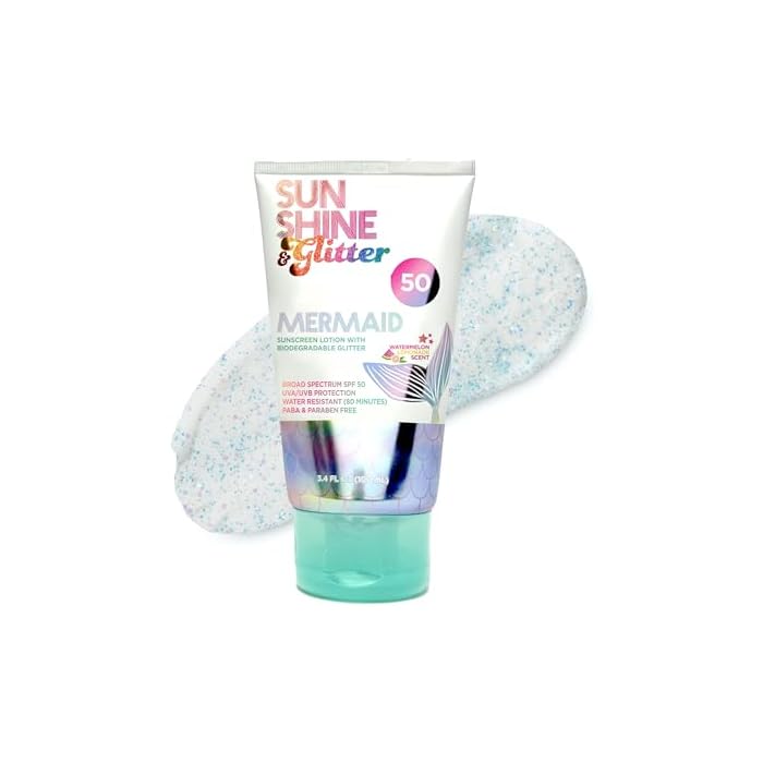 Sea Star Sparkle | Mermaid | Biodegradable Glitter Sunscreen SPF 50 for Kids | Watermelon Lemonade | Broad Spectrum UVA/UVB | Water Resistant | Beach & Pool FUN SPF | Made in USA | Sunshine & Glitter