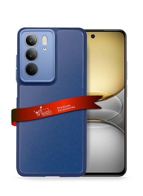 Realme C75 4G 2024 Hybrid Silicone with Translucent Back Protective Lens Shield Case Cover - Navy Blue