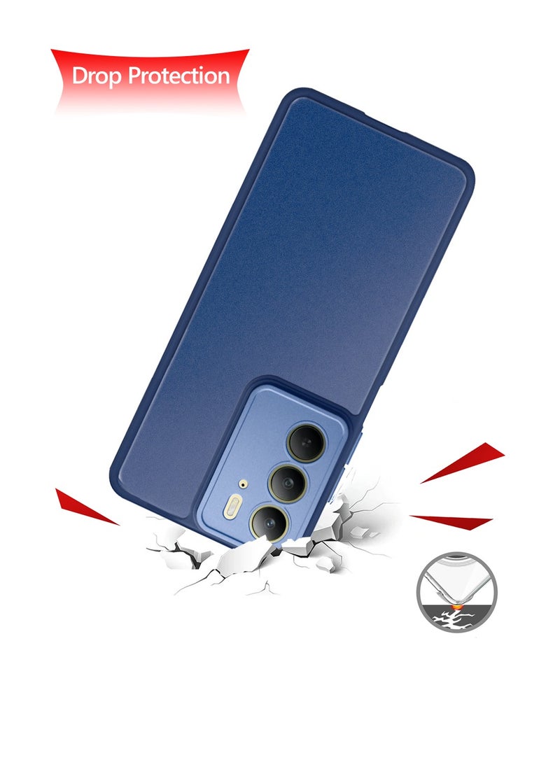 Realme C75 4G 2024 Hybrid Silicone with Translucent Back Protective Lens Shield Case Cover - Navy Blue