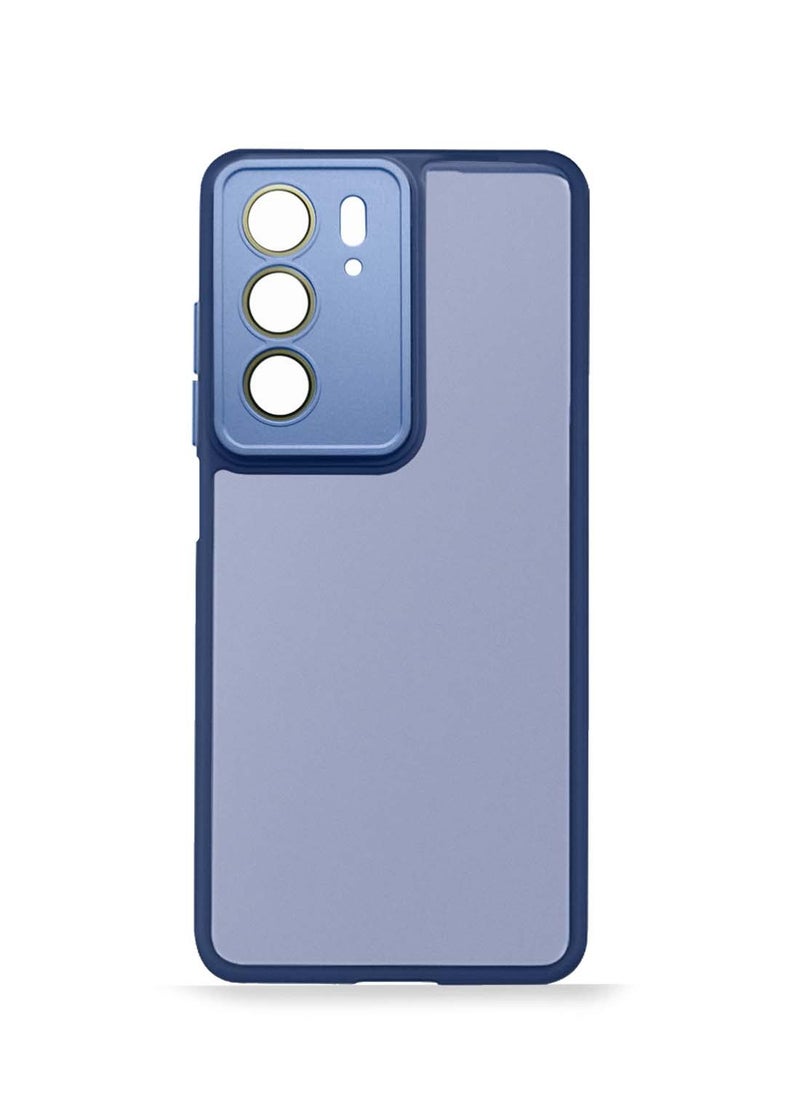 Realme C75 4G 2024 Hybrid Silicone with Translucent Back Protective Lens Shield Case Cover - Navy Blue