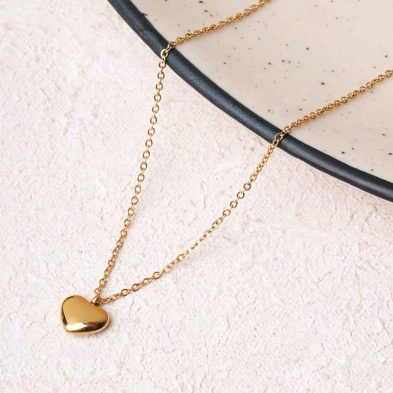 Palmonas 18K Gold Tone Plated Golden Matte Heart Pendant For Women - Waterproof & Anti-Tarnish - Image 3