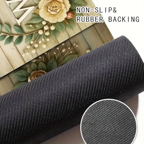 Roslen Bathroom Door Mats Non Slip Waterproof Floral Welcome Doormat for Home Entrance, Durable Front Porch Rug for Entryway, Bathroom, Balcony, Garden, Patio, Washable Mat - Image 5