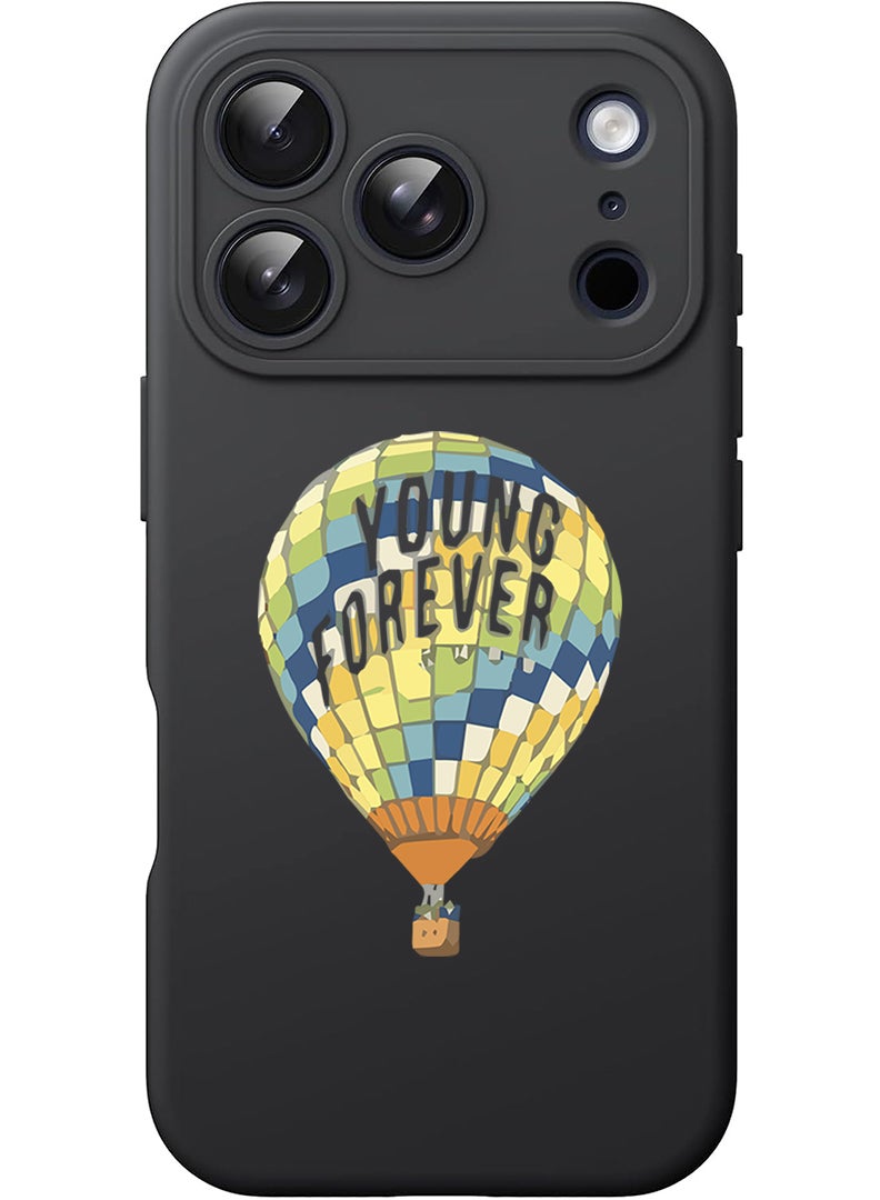 Theodor Protective Slim Fit Case Liquid Silicone Cover with Full Body Protection Anti-Scratch Shockproof Case For Apple iPhone 17 Pro (Black) Young forever-01 - Image 1