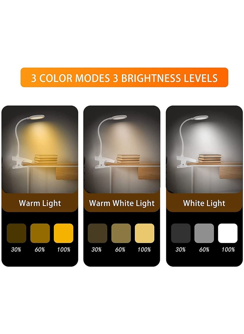 Generic - Book Light for Reading at Night in Bed, Reading Light Clip on Book, 360° Booklight,3 Color Modes with 3 Brightness Levels, Eye Protection Book Light Rechargeable Clip Light - Image 1