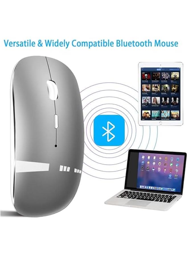 Wireless Mouse for Laptop Bluetooth Mouse for MacBook Pro/Air/Mac/iPad/Chromebook/Computer Dual Mode Silent Cordless Mouse with USB C Adapter (GrayWhite) - Image 3