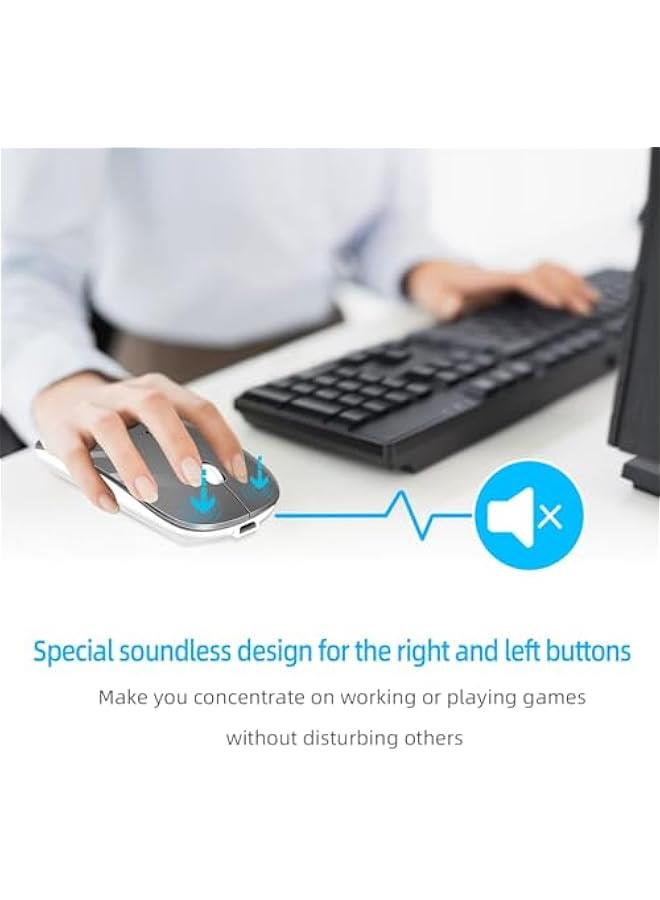 Wireless Mouse for Laptop Bluetooth Mouse for MacBook Pro/Air/Mac/iPad/Chromebook/Computer Dual Mode Silent Cordless Mouse with USB C Adapter (GrayWhite) - Image 5