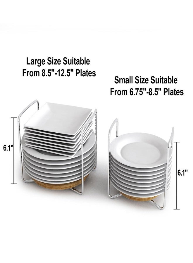 Wisuce Essentials Dish Rack for Kitchen Countertop Organizer - Bamboo Plate Organizer for Cabinet Space Saver, Adjustable Stainless Steel 304 Plate and Bowl Holder with Portable Handle for Drawer Cupboard Shelf RV - Image 2