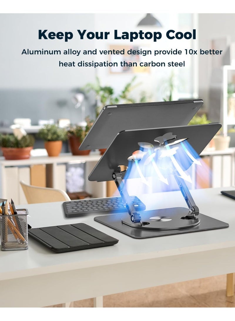 Adjustable Laptop Stand with 360° Rotating Base – Ergonomic Aluminum Laptop Stand, Portable, Fits Devices up to 15.6 inches – Compatible with MacBook Pro/Air, Dell, HP, Lenovo – Black - Image 5