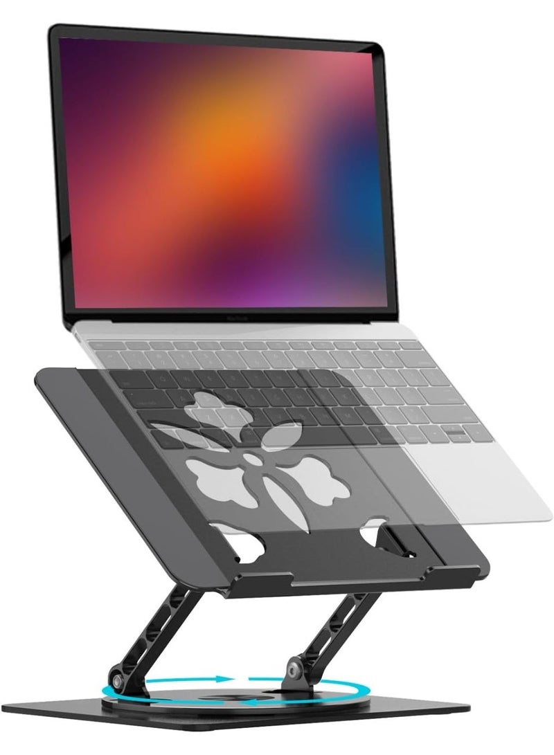 Adjustable Laptop Stand with 360° Rotating Base – Ergonomic Aluminum Laptop Stand, Portable, Fits Devices up to 15.6 inches – Compatible with MacBook Pro/Air, Dell, HP, Lenovo – Black - Image 1