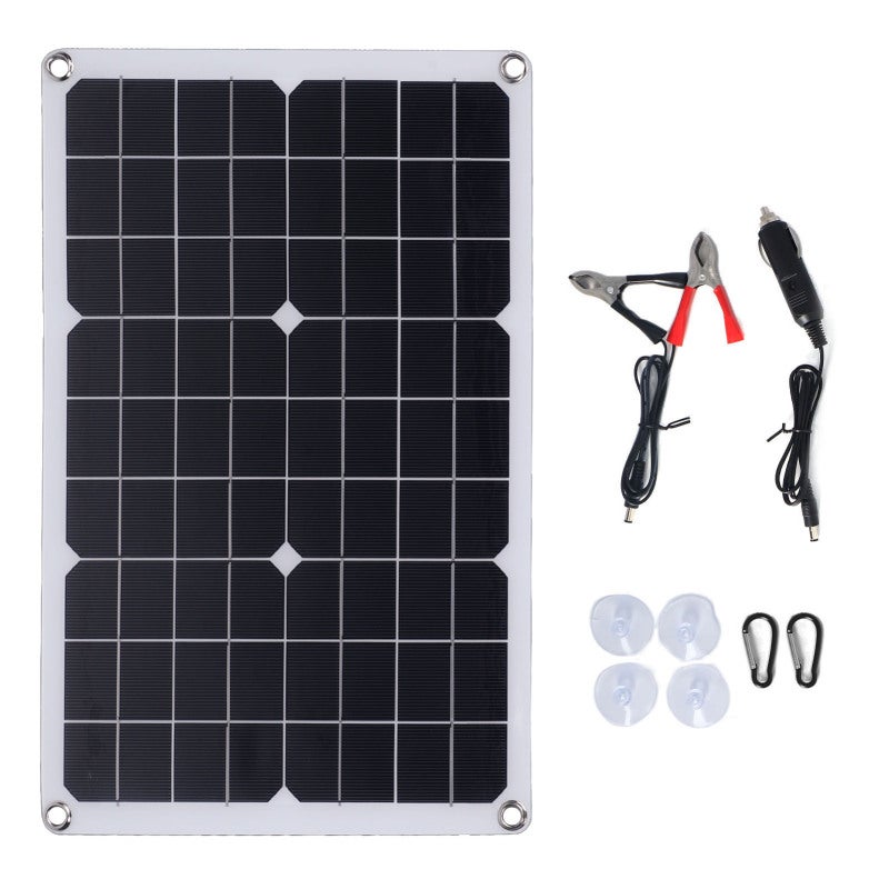 Flexible Solar Panel: 12V Monocrystalline Waterproof 30° Bendable - Anti-Discharge Blocking Diode Solar Panel Charger for Outdoor Camping Marine Vehicle Use - Image 1