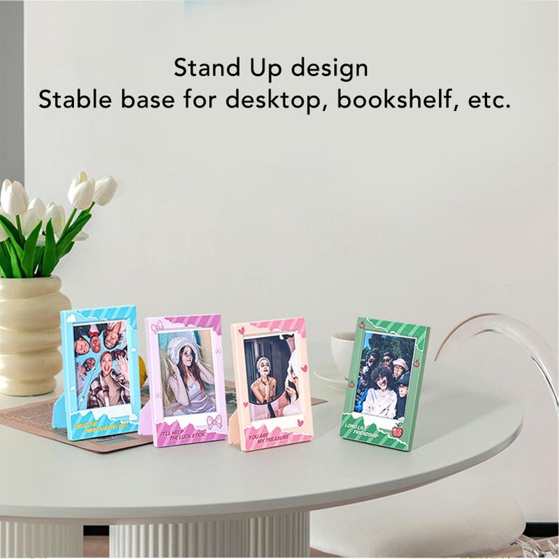 Purple Compact 3 Inch Instant Photo Frame Tabletop Display Holder For Wallet Size Pictures - Image 5
