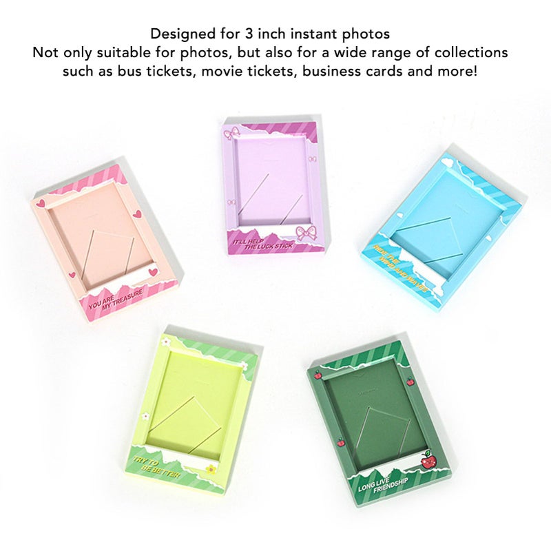 Purple Compact 3 Inch Instant Photo Frame Tabletop Display Holder For Wallet Size Pictures - Image 3