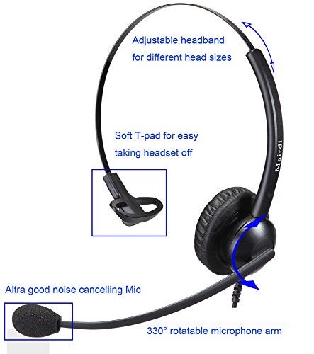MAIRDI Telephone Headset with Noise Canceling Microphone & HIS Cable for Avaya IP 1608 1616 9601 9608 9611 9611G 9620 9621 9640 9641 9650 9670 J139 - Image 3