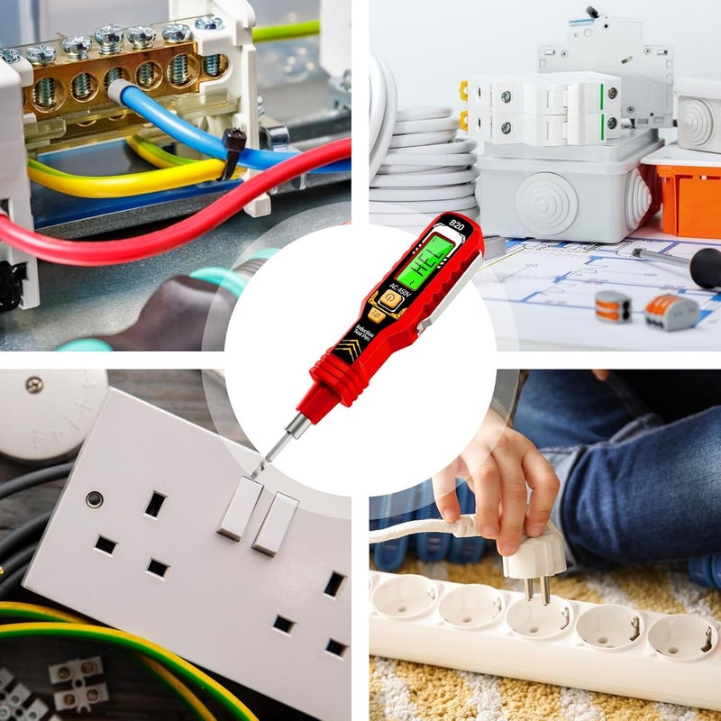 قلم كاشف الجهد الأحمر بشاشة رقمية - أداة متعددة الوظائف لفحص الكهرباء - Image 5