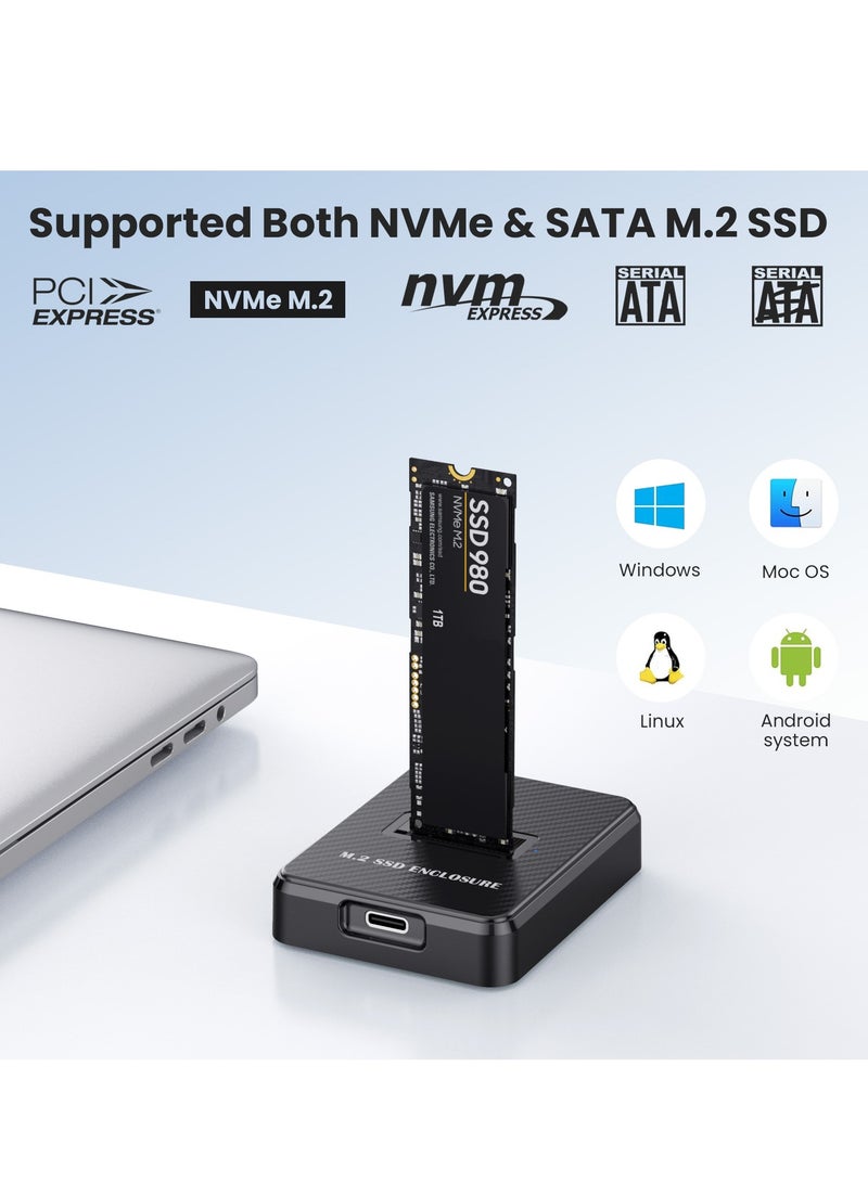 Joyelink Joyelink M.2 NVME/SATA SSD Enclosure Reader,USB 3.0/3.2 Gen 2 10Gbps Desktop M.2 SSD Enclosure Adapter with RTL9210B Chipset - Image 3