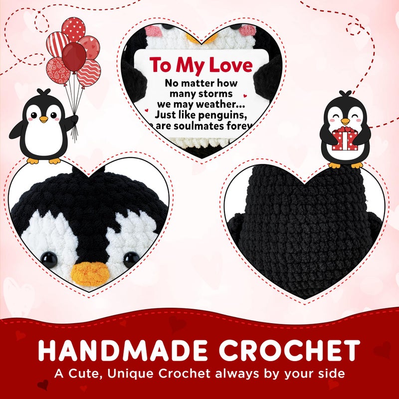 WITTSPOT Penguin Romantic Gift - Valentines Day Gifts for Him, Her, Men, Boyfriend, Girlfriend, Women, Husband, Wife - Crochet Penguin Plush Couples Gifts for Anniversary, Birthday, Christmas, Stocking Stuffer - Image 5