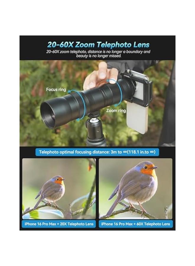 آبيكسل Evil Eye 20-60X Zoom Telephoto Lens, High Power HD Telephoto Phone Lens with Tripod and Universal Phone Clip for iPhone 16/15/14/13 Series, Samsung, Android Phone and Most Smartphone - Image 3