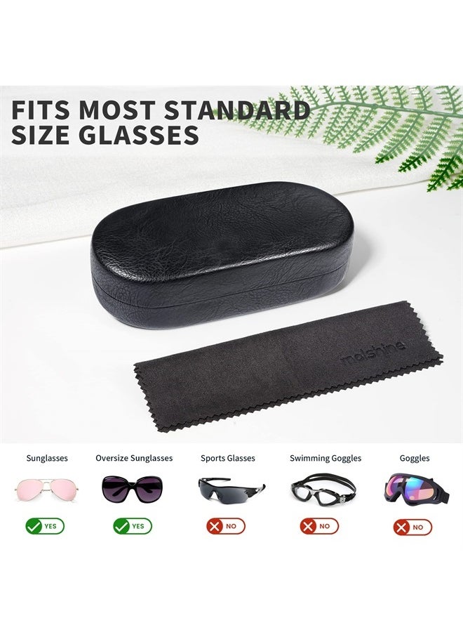 molshine - Hard Shell Sunglasses Case, Classic Large Glasses Case for Women Men, Sunglass Eyeglasses (Black) - Image 1