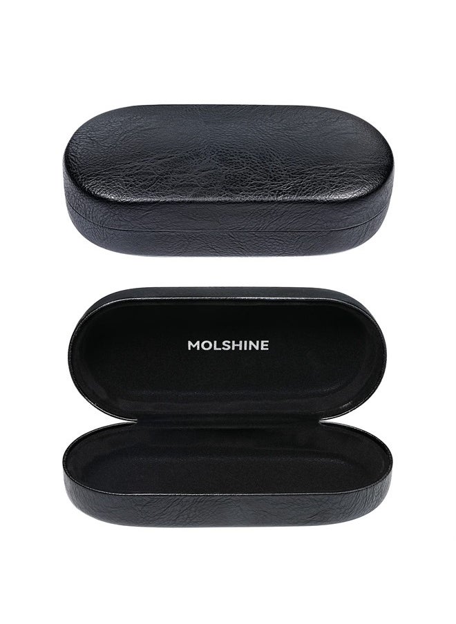 molshine - Hard Shell Sunglasses Case, Classic Large Glasses Case for Women Men, Sunglass Eyeglasses (Black) - Image 1